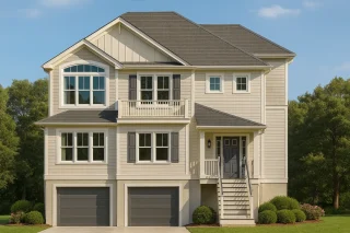 Elegant Coastal Home Design Floor Plan, CAD & Blueprint