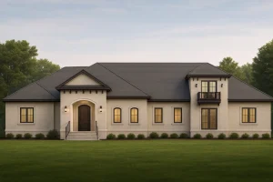 Spacious 2-Story House Plan with European Design & Vaulted Ceilings