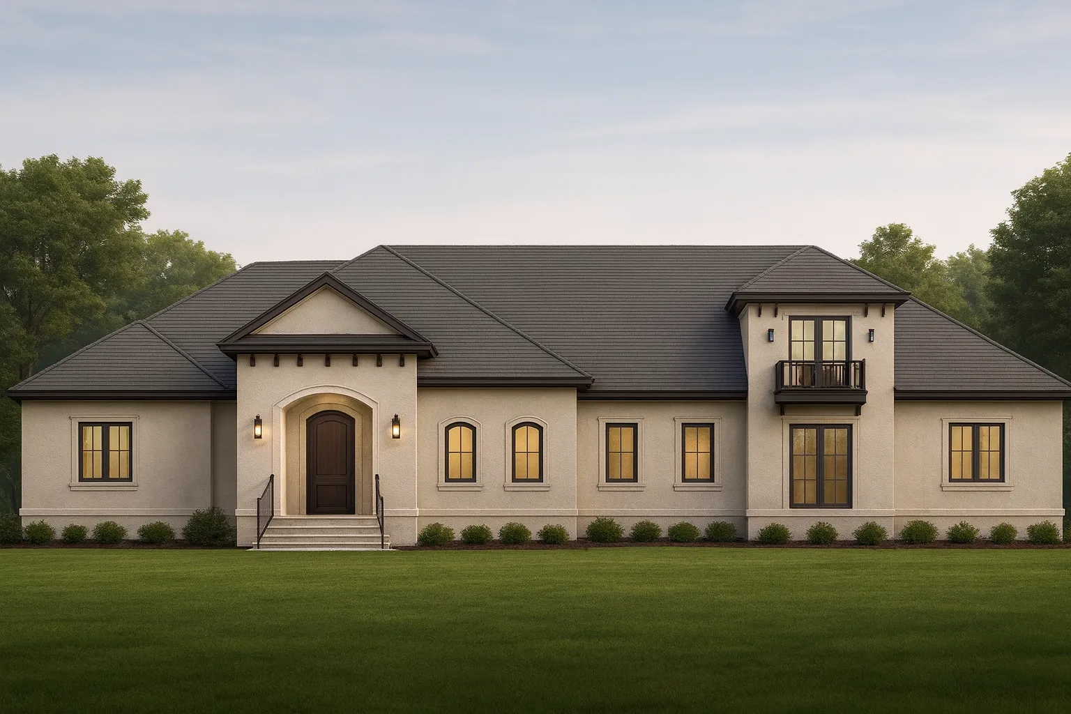 Spacious 2-Story House Plan with European Design & Vaulted Ceilings