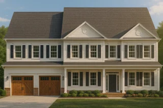 House Plans with Balcony or Deck 8 Traditional 4 Bedroom Home Plan with 2 Car Garage Floor Plans & Blueprints (2)