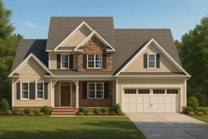 Craftsman Home Floor Plan with 5 Bedrooms and 2-Car Garage