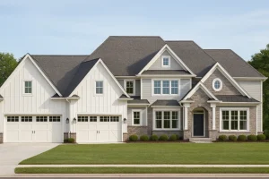 Make the house realistic, landscape orientation, and display entire house. Do not cut off right or left side of house!