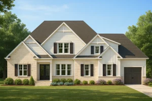 Modern Craftsman Home Floor Plan with 2 Stories & Detailed CAD Designs