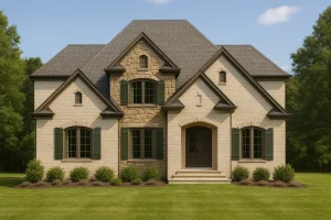 Charming 2-Story House Plan with Brick Exterior & Courtyard Living