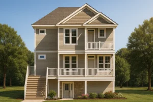 House Plans with Second Floor Laundry Room 1 Modern Coastal Craftsman Home Design with 2 Floors & Vaulted Ceilings