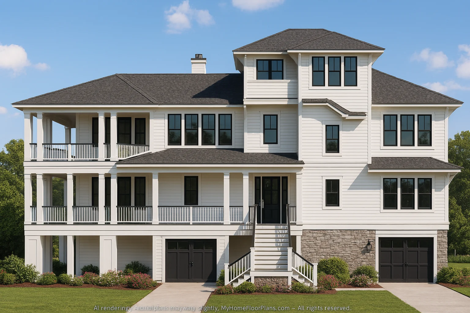 Enhanced 3-Level Beach House Plan with Luxurious CAD Designs