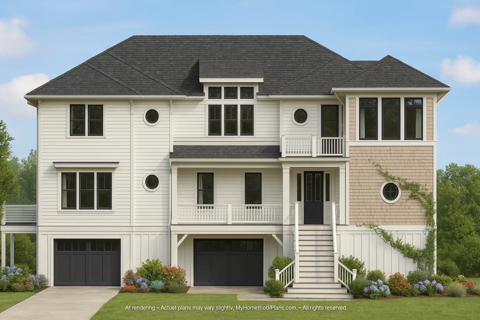 Beach Home Plan with 4 Bedrooms, 3 Floors & Architectural Designs