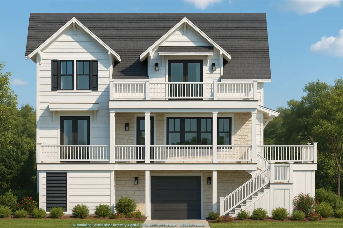 Craftsman Beach Home Floor Plan with Coastal Charm