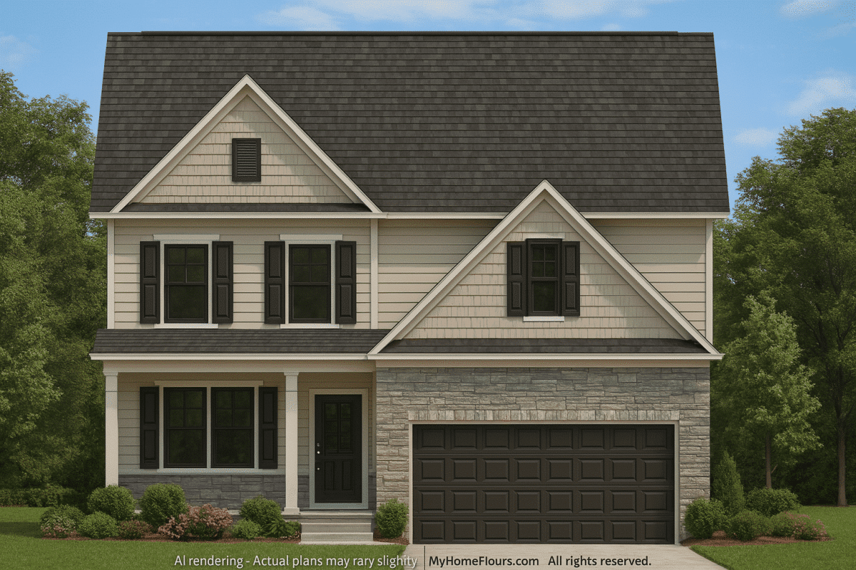 Modern Colonial Floor Plan With 4 Bedrooms & CAD Designs