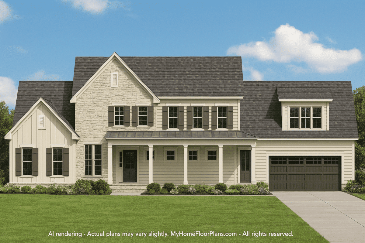 Spacious 2-Story House Plan with Craftsman Design & CAD Blueprints