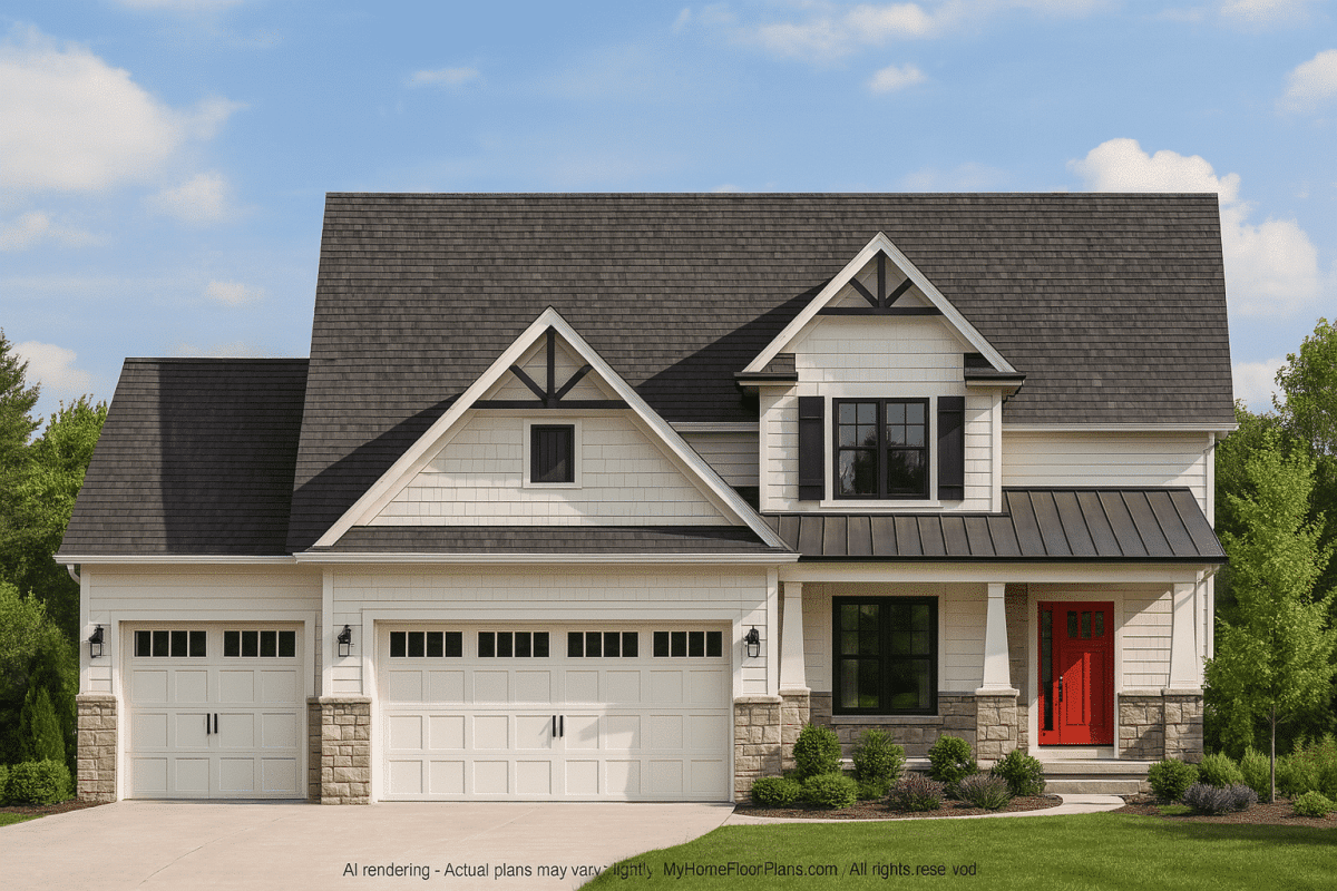 Stunning 2-Story House Plan with Craftsman Design and Bonus Room