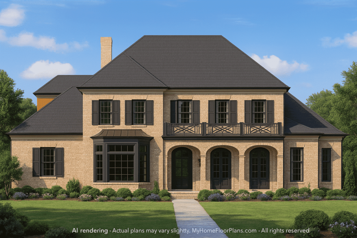 Elegant 2-Story Georgian House Plan with French Country Flair