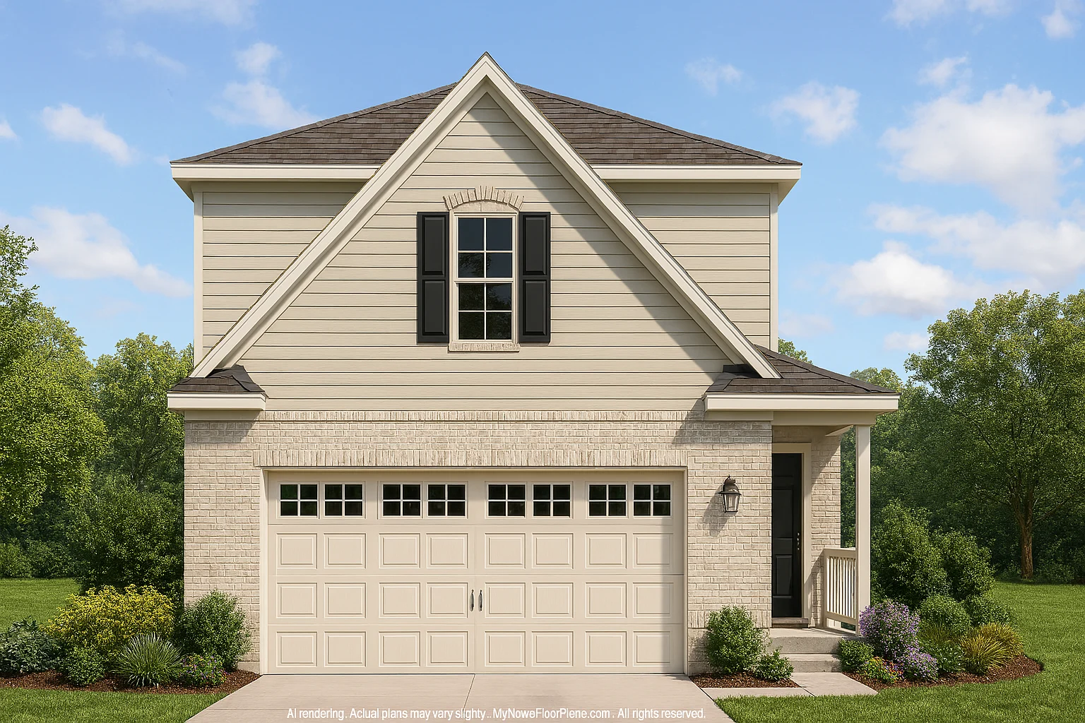 Compact Home Design with Garage & Loft Living Space Blueprint