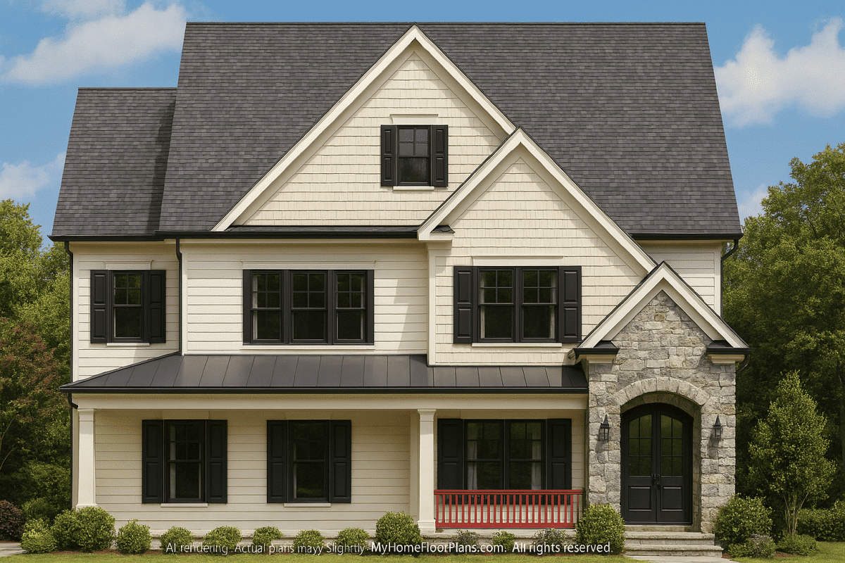 2.5-Story Craftsman House Plan with 4 Bedrooms & Open Layout