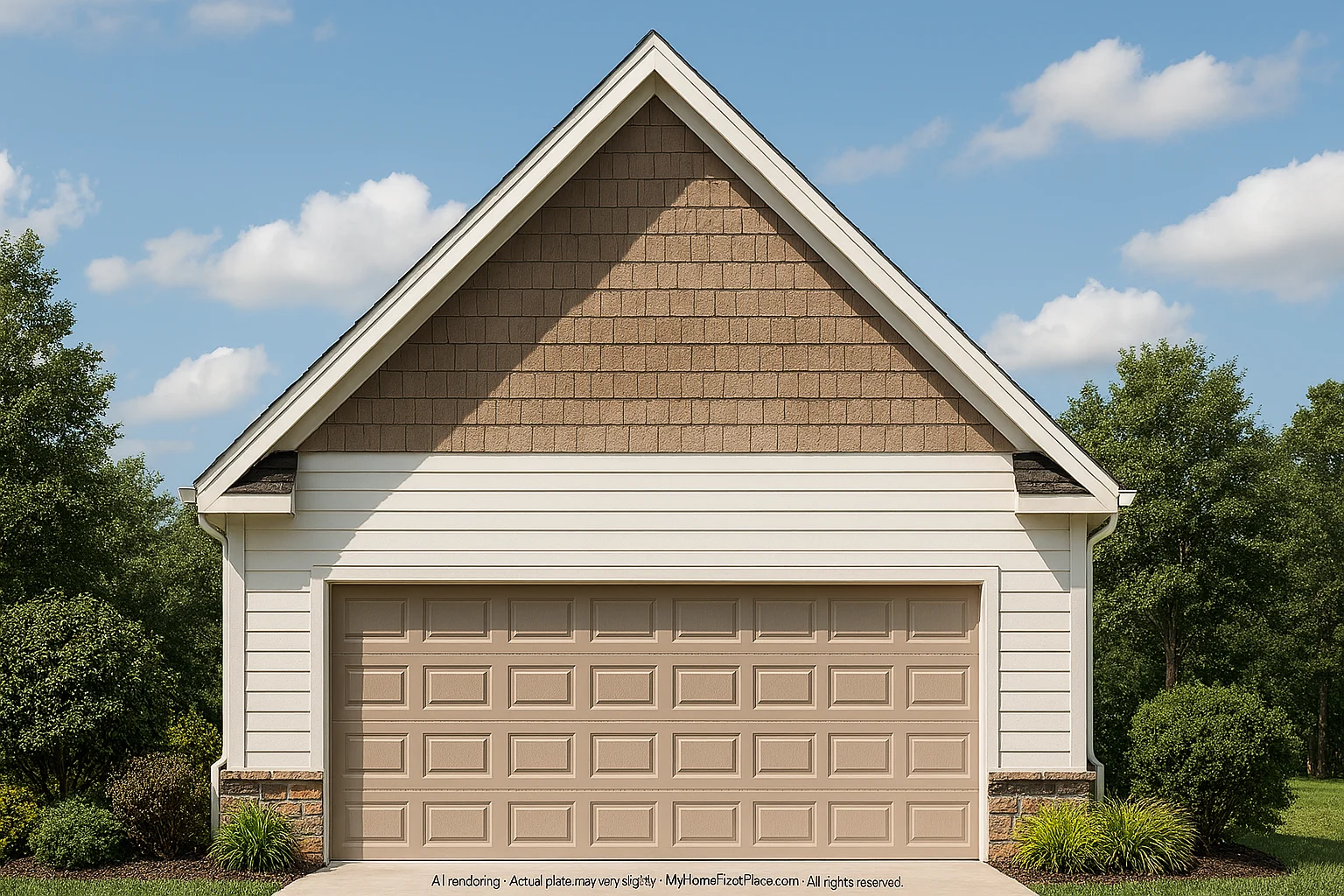 Traditional 2-Bay Garage Floor Plan with CAD Blueprint Design