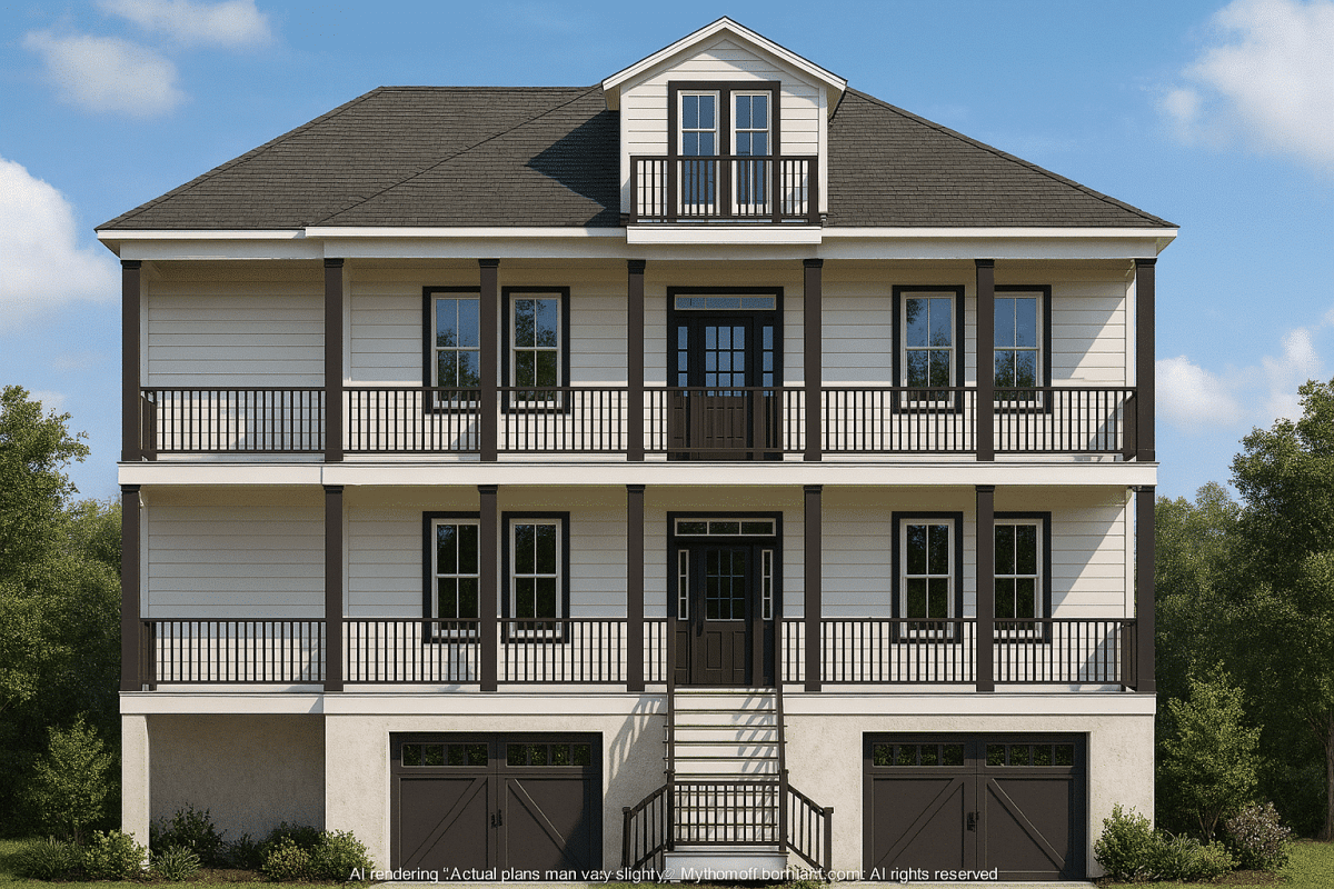 Stunning 3-Story House Plan with Elevator, Screened Porch & Coastal Charm