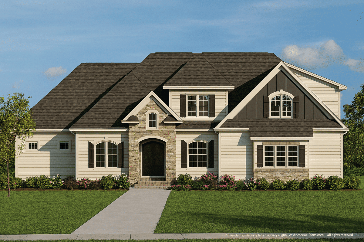 Craftsman-Style House Plan with 2 Stories, 4 Bedrooms, and Open Layout