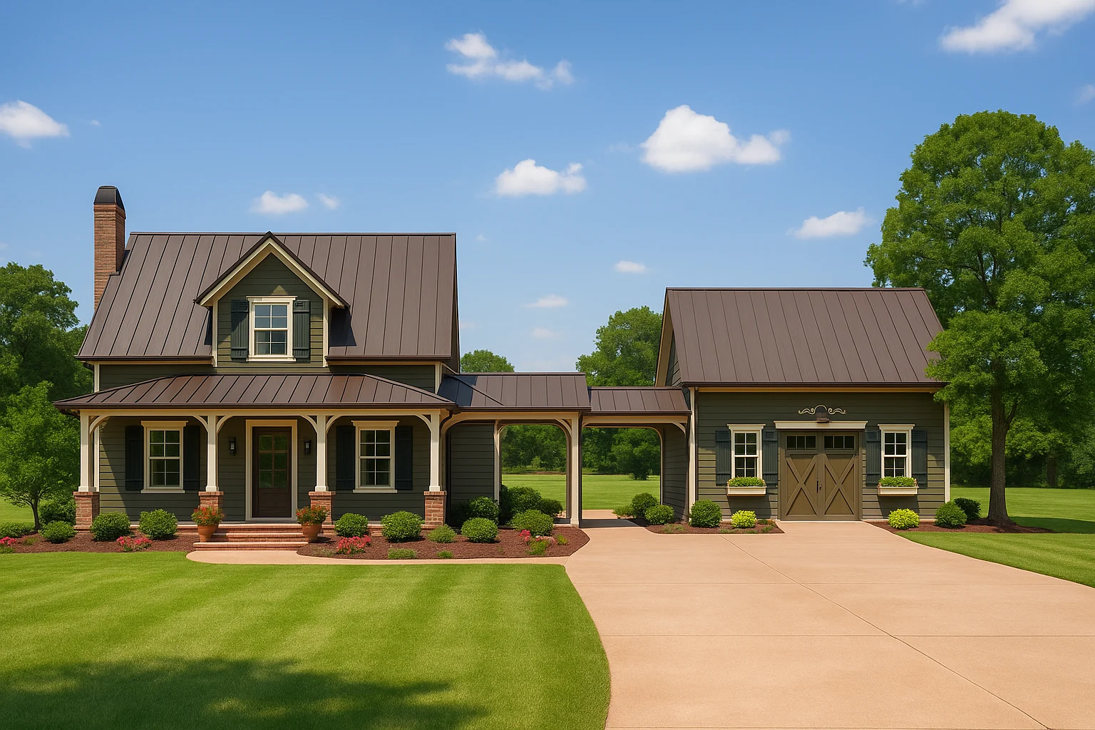 Traditional Craftsman Home Plan with 2-Story Floor Design and Detached Garage