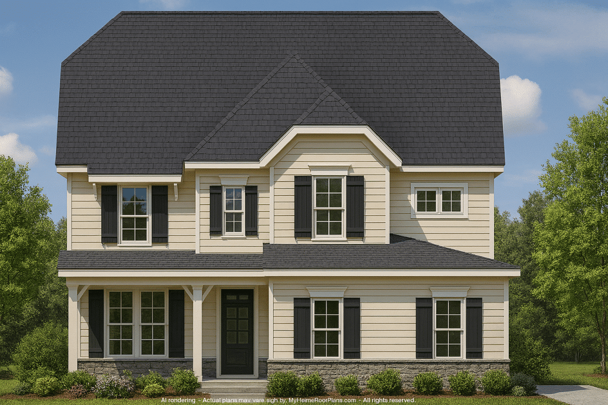 Classic 2-Story House Plan with Colonial Farmhouse Architecture