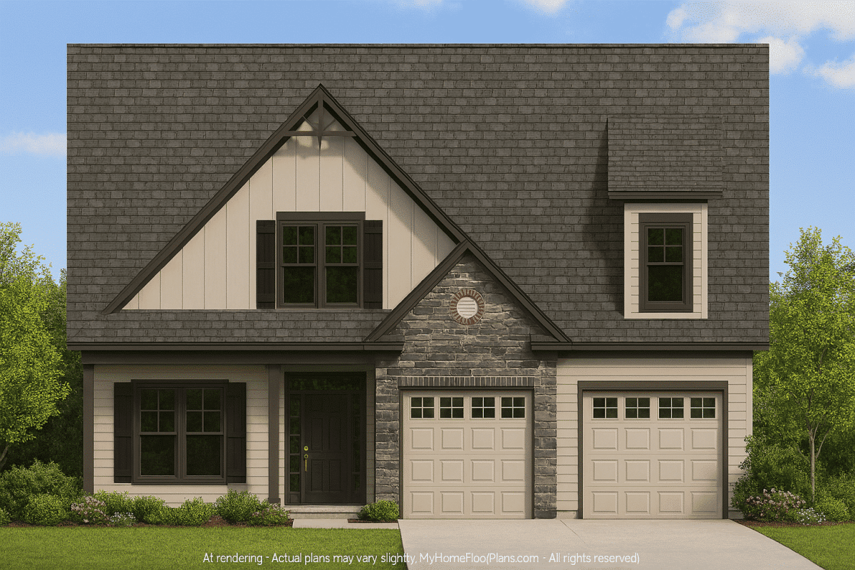 Modern House Plan with 1.5 Stories, 4 Bedrooms & CAD Blueprint