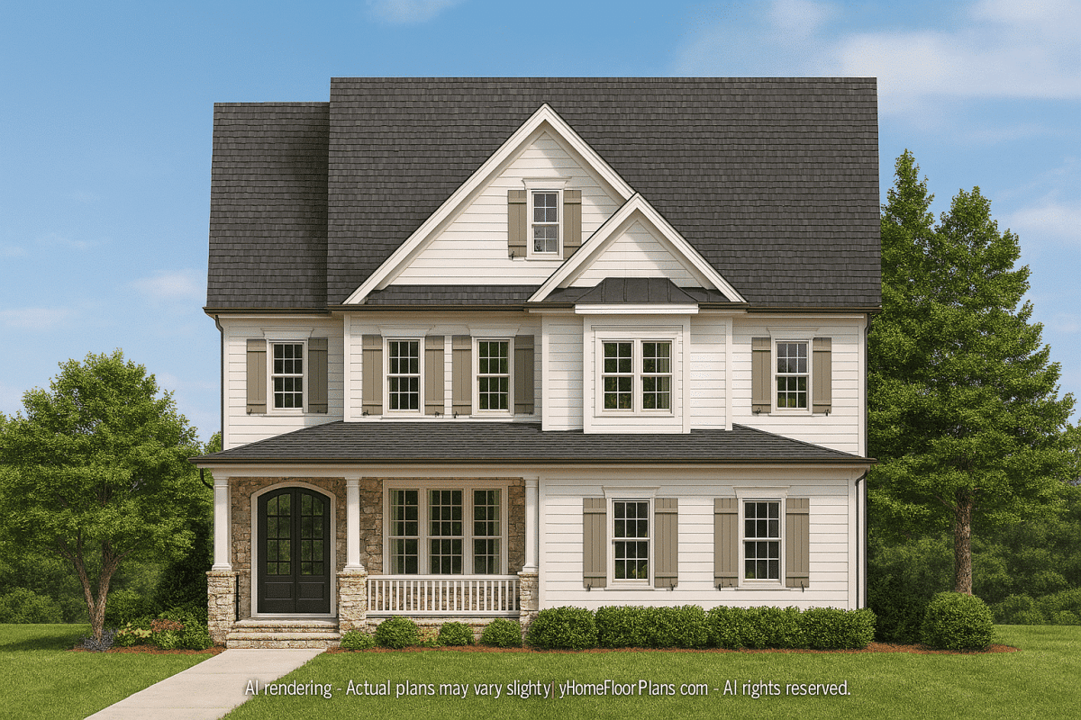 Three-Story Country Craftsman Home Blueprint with CAD Designs