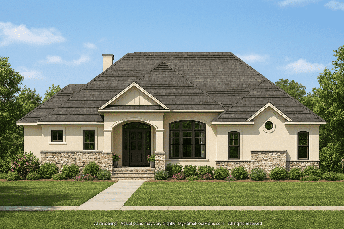 Traditional French Country Home Floor Plan Blueprint