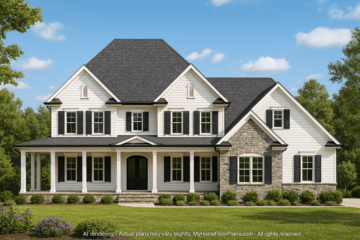Colonial 2.5-Story House Plan with 4 Bedrooms, Basement & CAD Blueprints