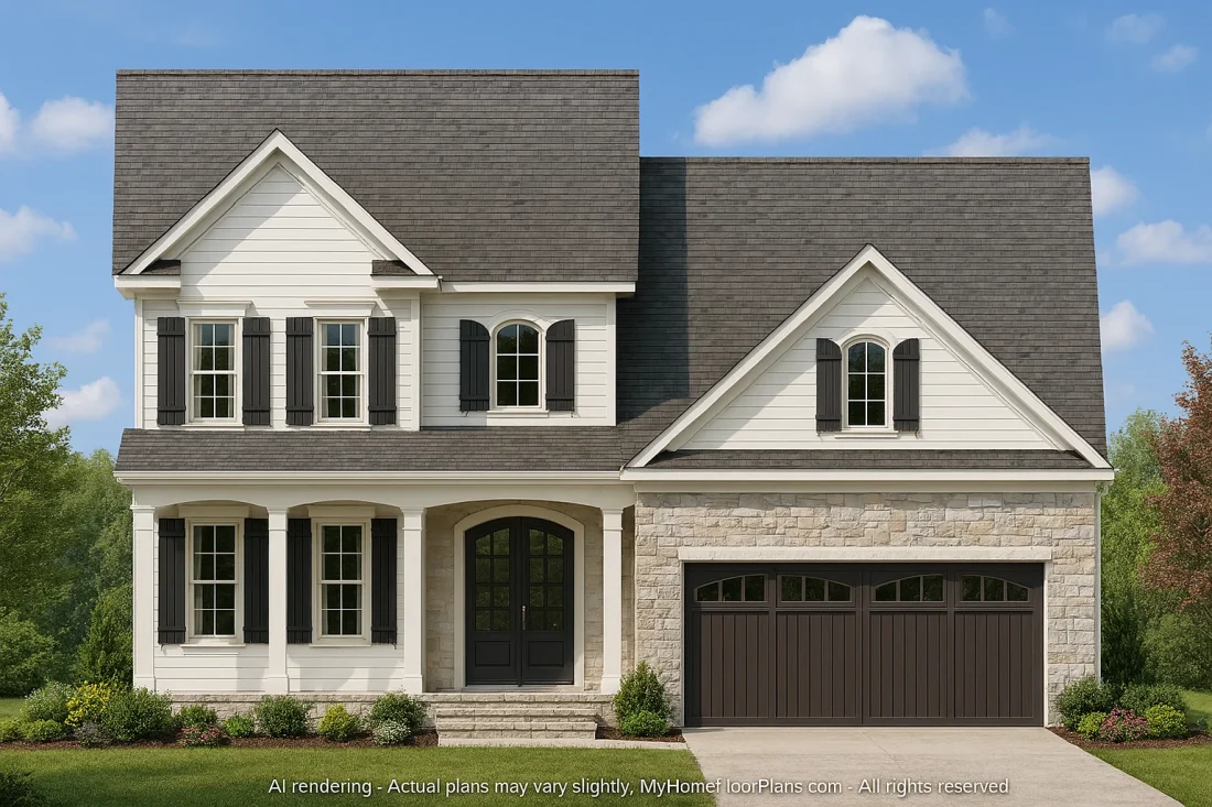 Modern 2-Story House Plan with Colonial Charm and CAD Blueprints