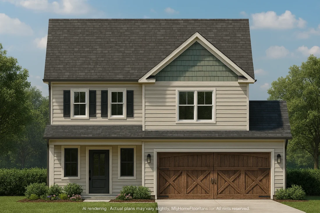 Modern Craftsman Home Floor Plan with 2-Story Design and CAD