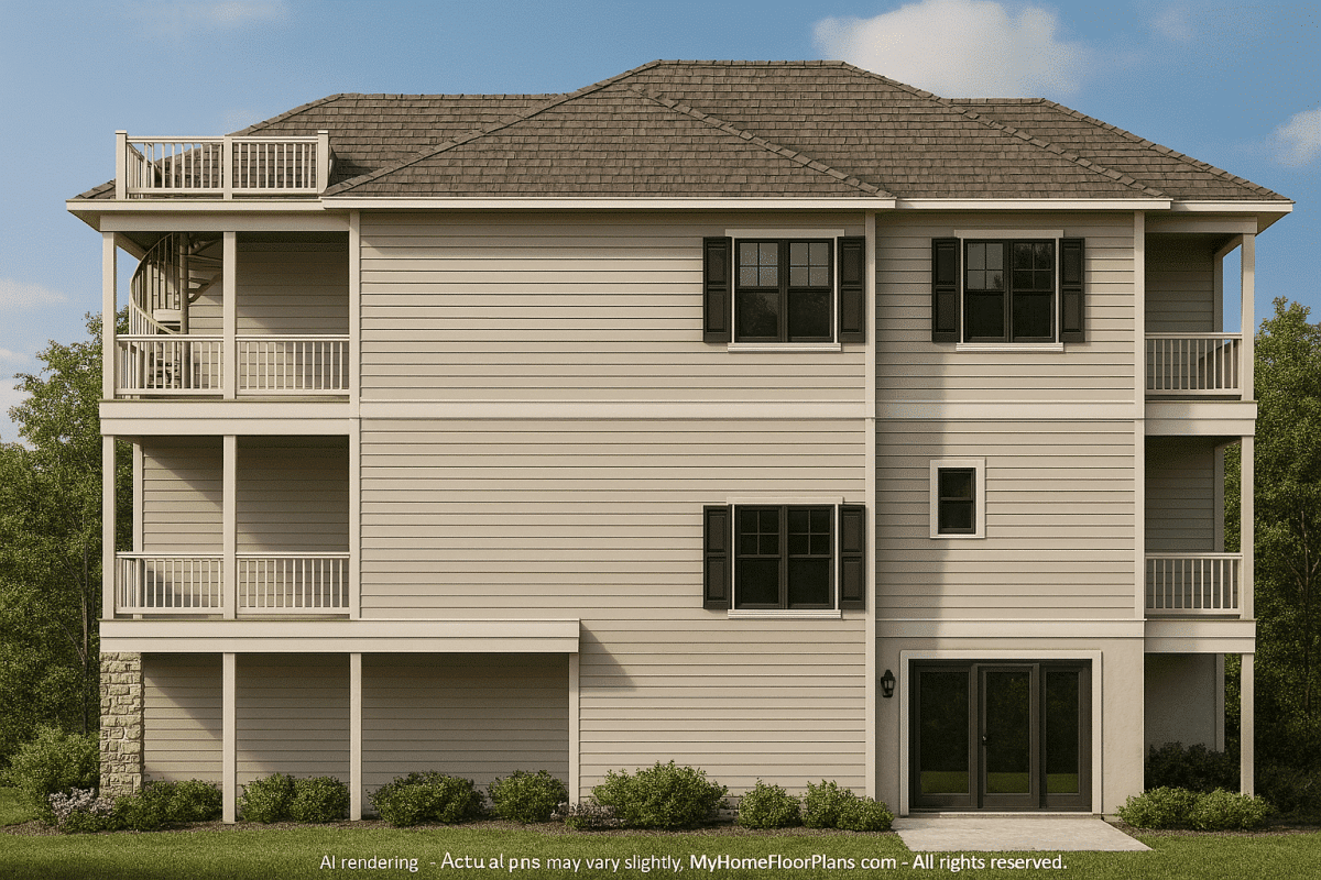 Modern Beach House Design with 3 Stories and Coastal CAD Floor Plans