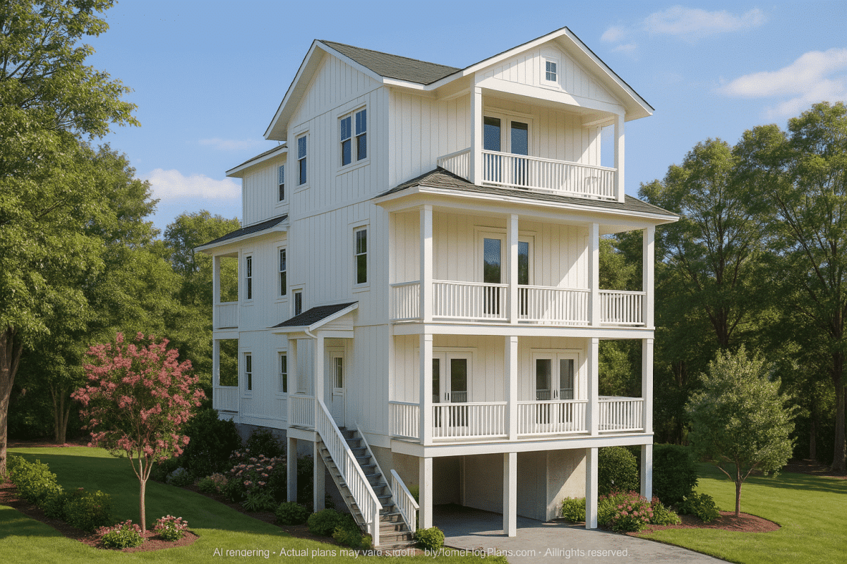 Stylish 3-Story Beach House Plan with CAD Designs