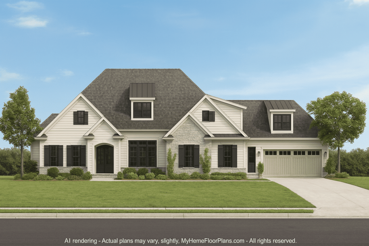 Elegant 2-Story House Plan with Transitional and Traditional Design