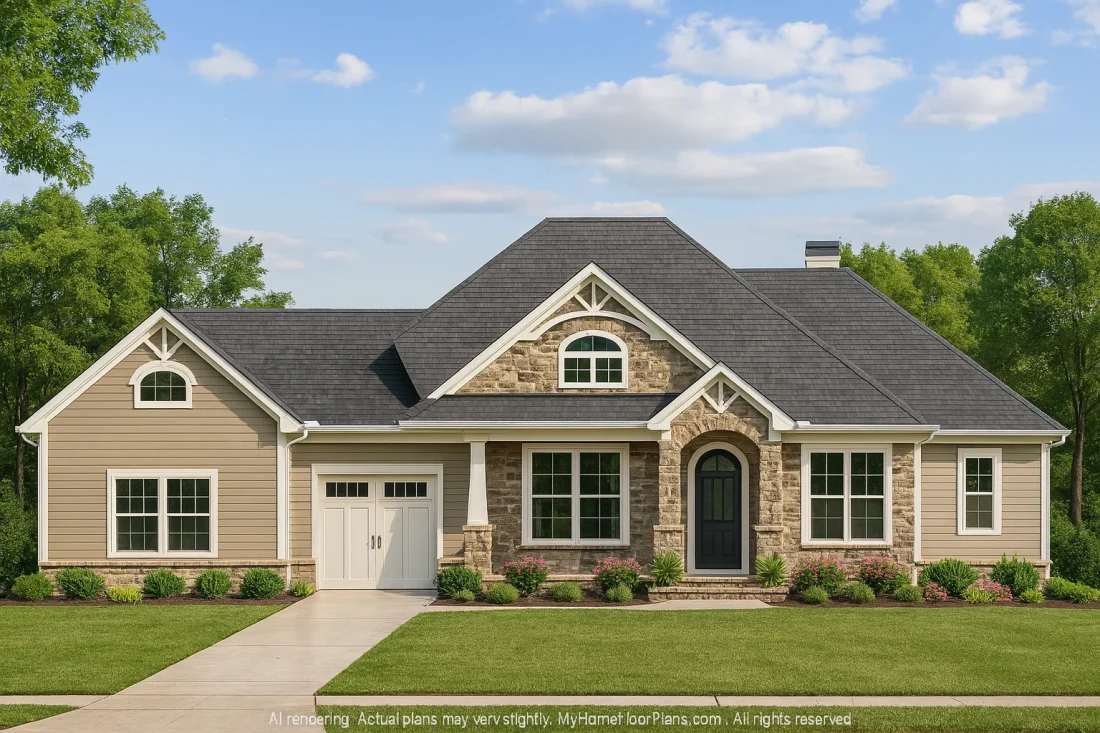 Modern Craftsman Home Plan with Spacious Floor Design and CAD Blueprint