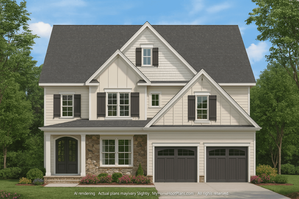 Elegant 3-Story Craftsman House Plan with Vaulted Ceilings & Open Layout