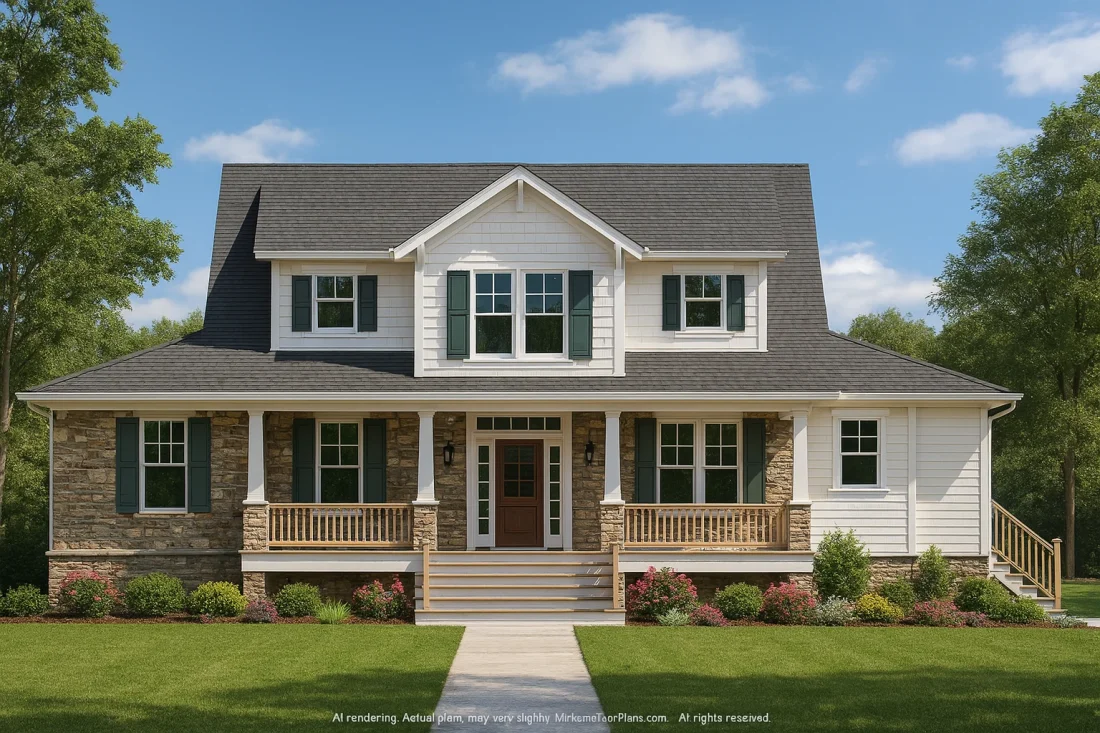 Charming Coastal House Plan with 2 Floors and CAD Designs