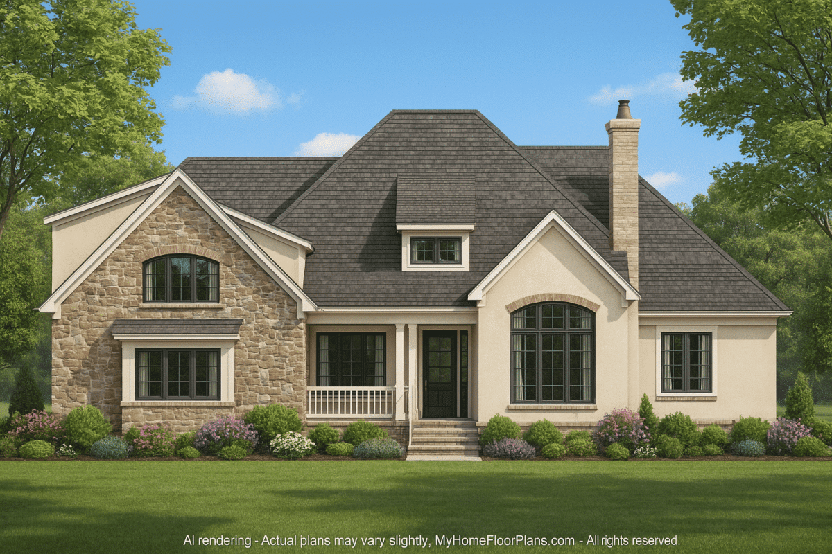 Modern Home Plan with Open Floor Plan & Vaulted Ceilings