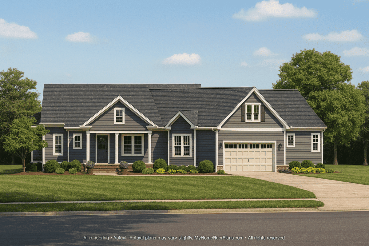 Modern Craftsman Home Plan with Spacious Floor Designs and CAD Blueprint