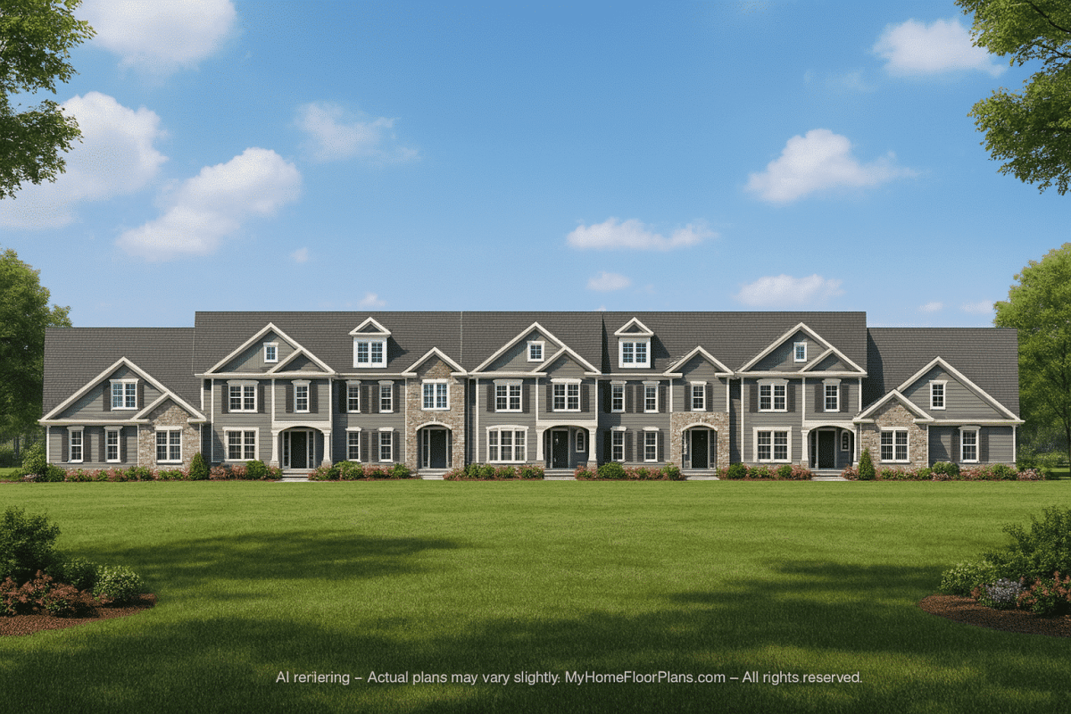 7-Unit Townhome Floor Plan with Vaulted Ceilings and CAD Designs