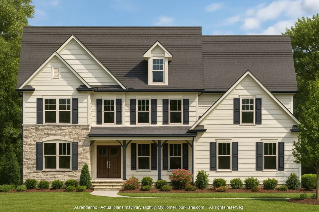 Beautiful 2-Story House Plan with Vaulted Ceilings and Open Layout