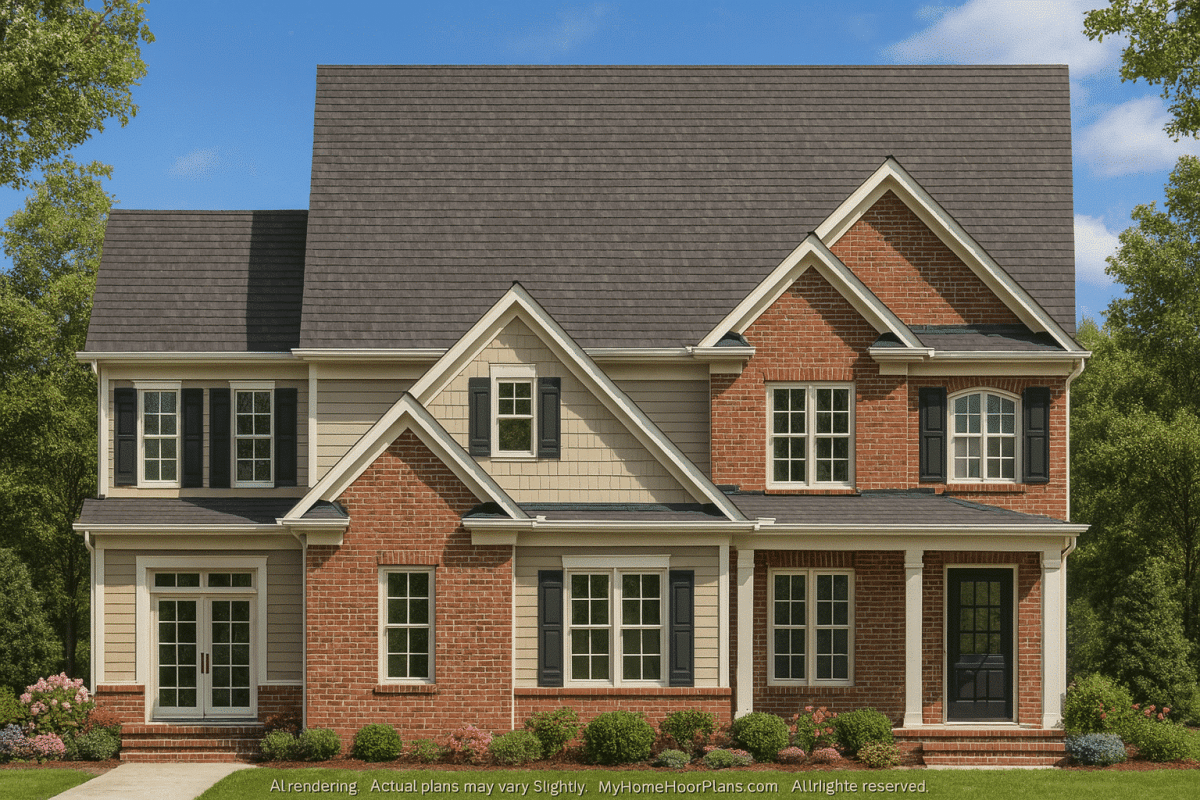 Customizable 3-Story Craftsman House Plan with 3D Floor Layout