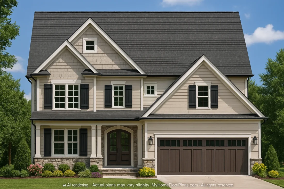 Traditional Craftsman Home Plan with 4 Bedrooms & 2-Car Garage