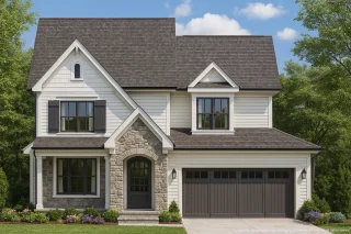 Customizable 2.5-Story House Plan with Vaulted Ceilings & Modern CAD Designs