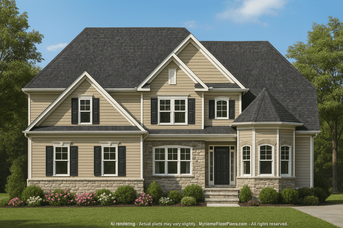 Refined 2-Story Craftsman Home Floor Plan with CAD Blueprints