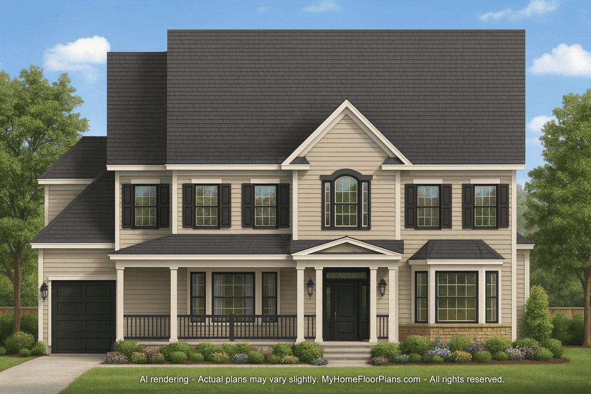 Spacious Traditional Home Plan with 2 Floors and CAD Designs