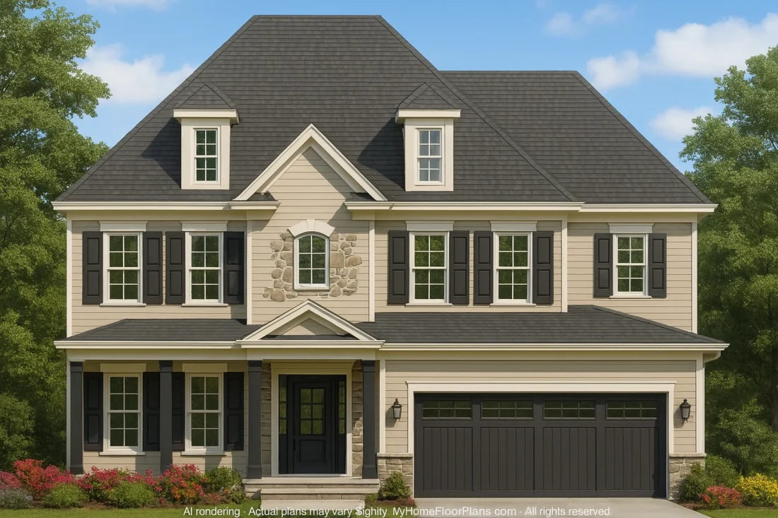 Home Blueprint Designs with CAD 2.5-Story Floor Plan (45ft)