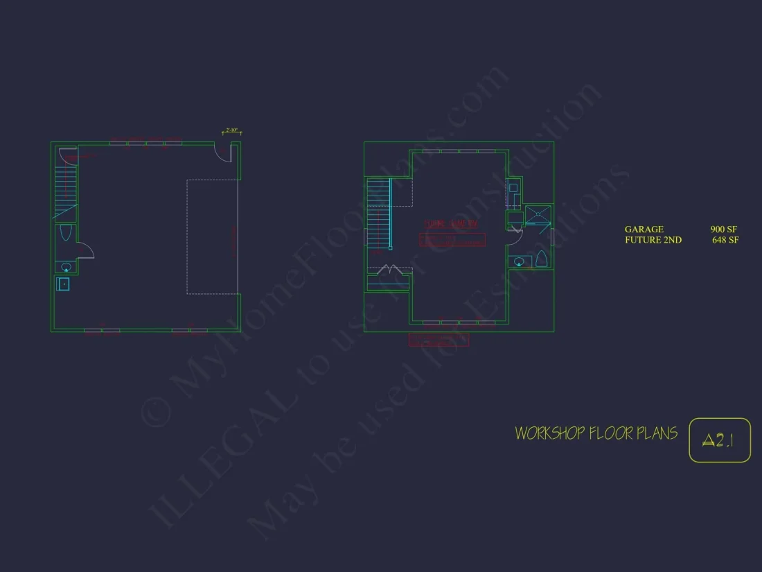 Modern Garage Home Plan with Workshop and Living Space