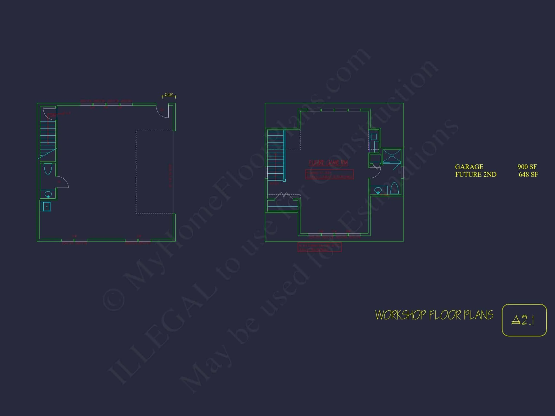 18-2052 WORKSHOP PLAN - Modern Garage House Plan with Workshop and Living Space 7 Modern Garage Home Plan with Workshop and Living Space