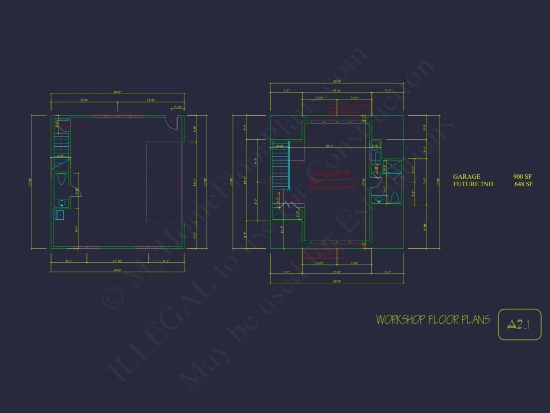 Modern Garage Home Plan with Workshop and Living Space