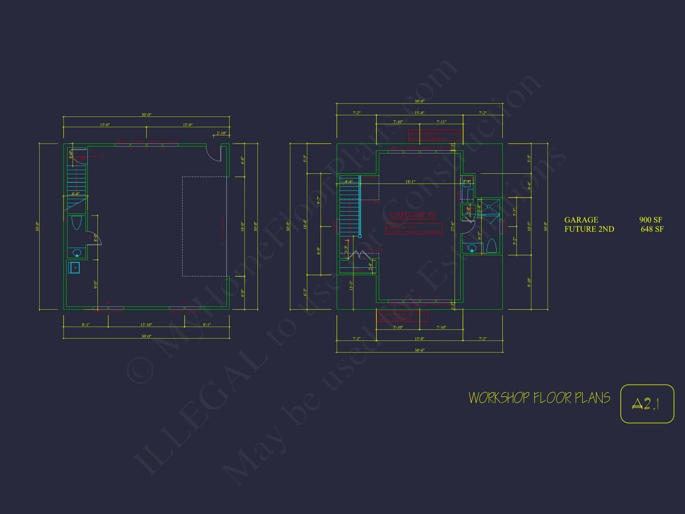 18-2052 WORKSHOP PLAN - Modern Garage House Plan with Workshop and Living Space 9 Modern Garage Home Plan with Workshop and Living Space