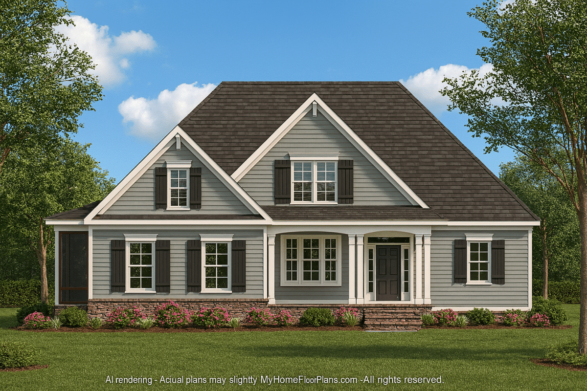 Elegant 2-Story Traditional Craftsman House Plan with Open Layout